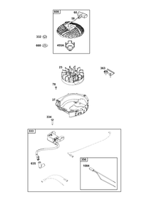 Flywheel/Ignition/Starter Group Diagram and Parts List for 8P502-0036-H5  Briggs and Stratton Engine